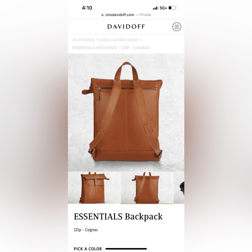 Davidoff Essential Leather Backpack - Picture 8 of 9